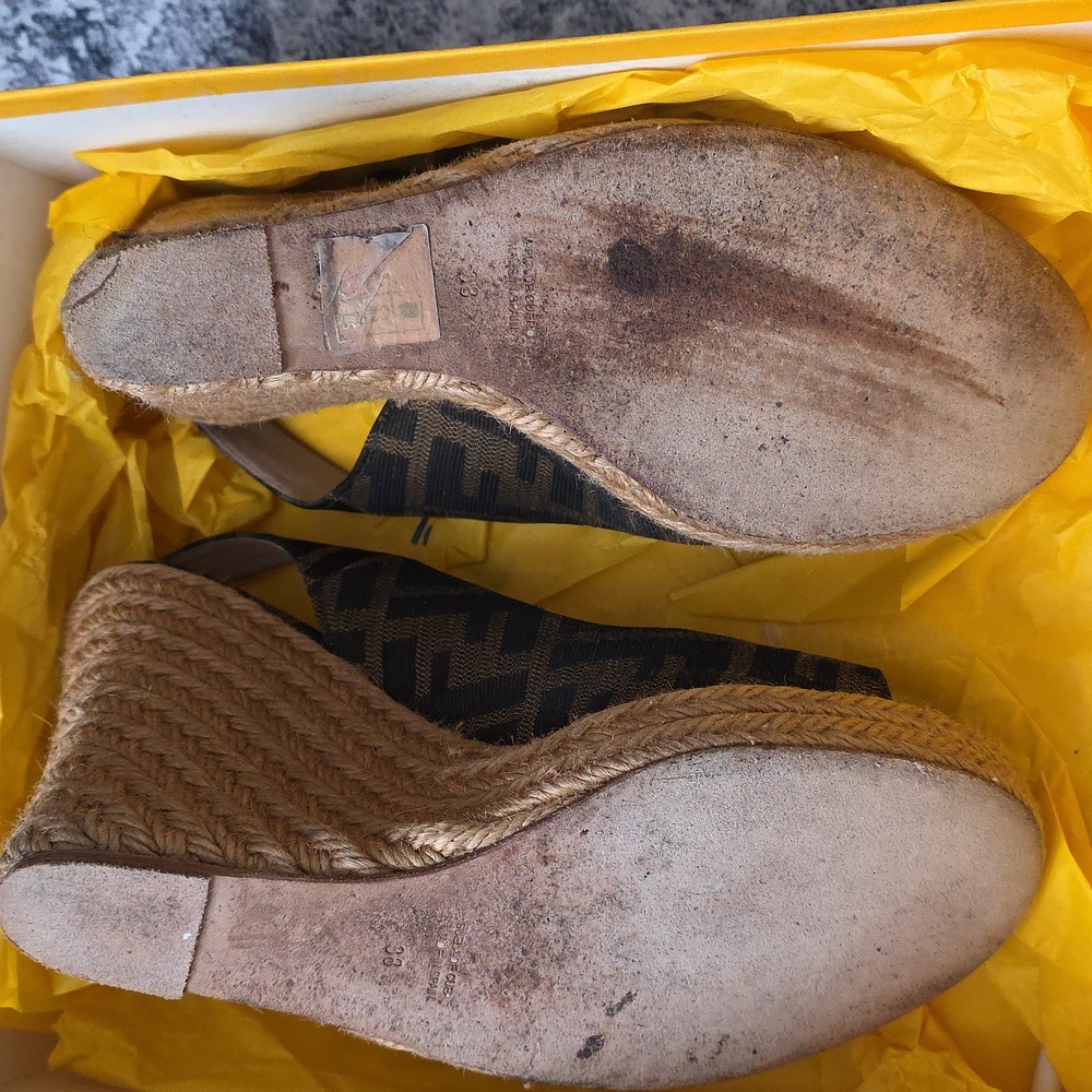 Fendi Women's Black and Brown Slingback Shoes - Picture 3 of 5